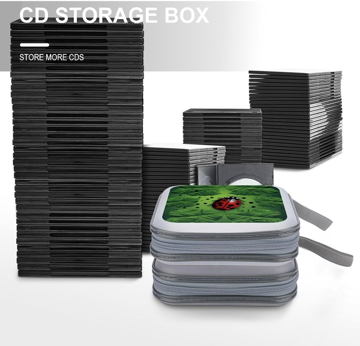 Green Leaf Ladybug CD Case CD Storage Box DVD Sleeves