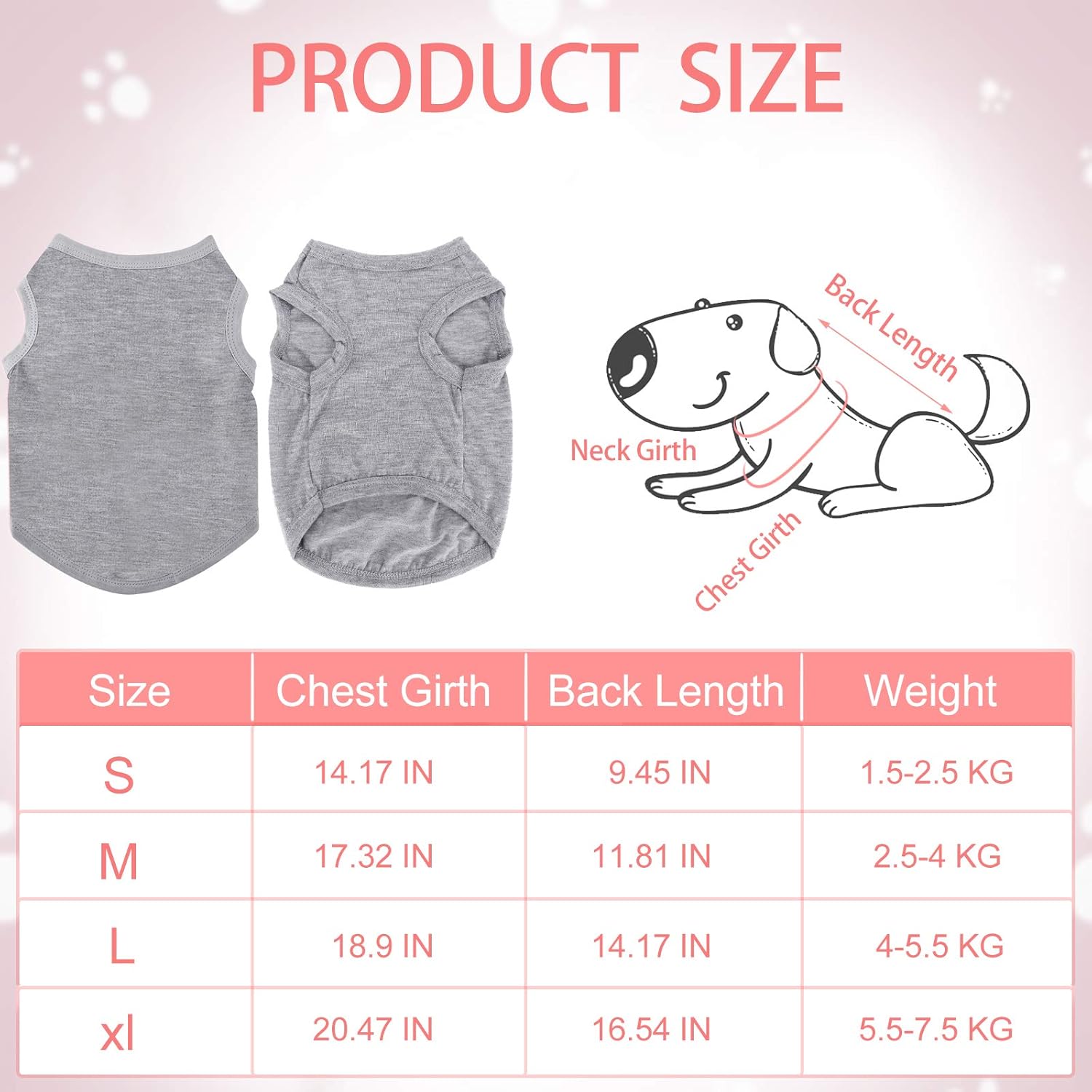 6 Pieces Dog Shirts Pet Puppy Blank Clothes Breathable Dog Plain Shirts Soft Puppy T-Shirts Clothes Outfit for Dogs Cats Puppy (Medium, Black, Pink, White, Green, Red, Gray) : Pet Supplies