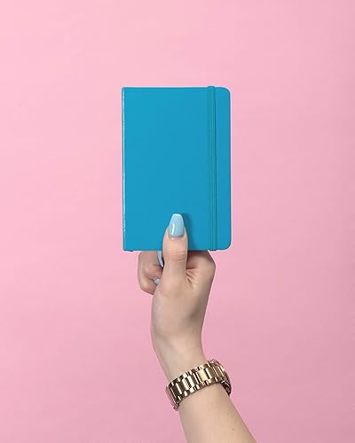 Vista 105 de JAM Papel® - anotadores de tapa dura revestido con cierre de banda elástica, Azul L Azul / Patchwork