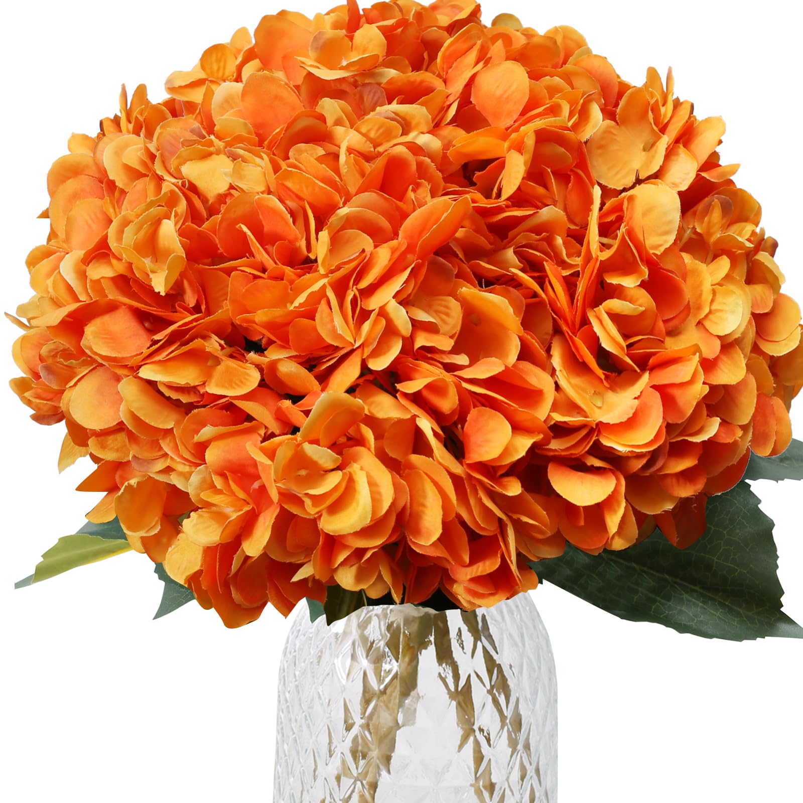 merakdoira 6PCS hydrangea artificial flower-artificial flowers,Silk fake flowers Bouquet for Wedding Party Office Home Decor(Orange)