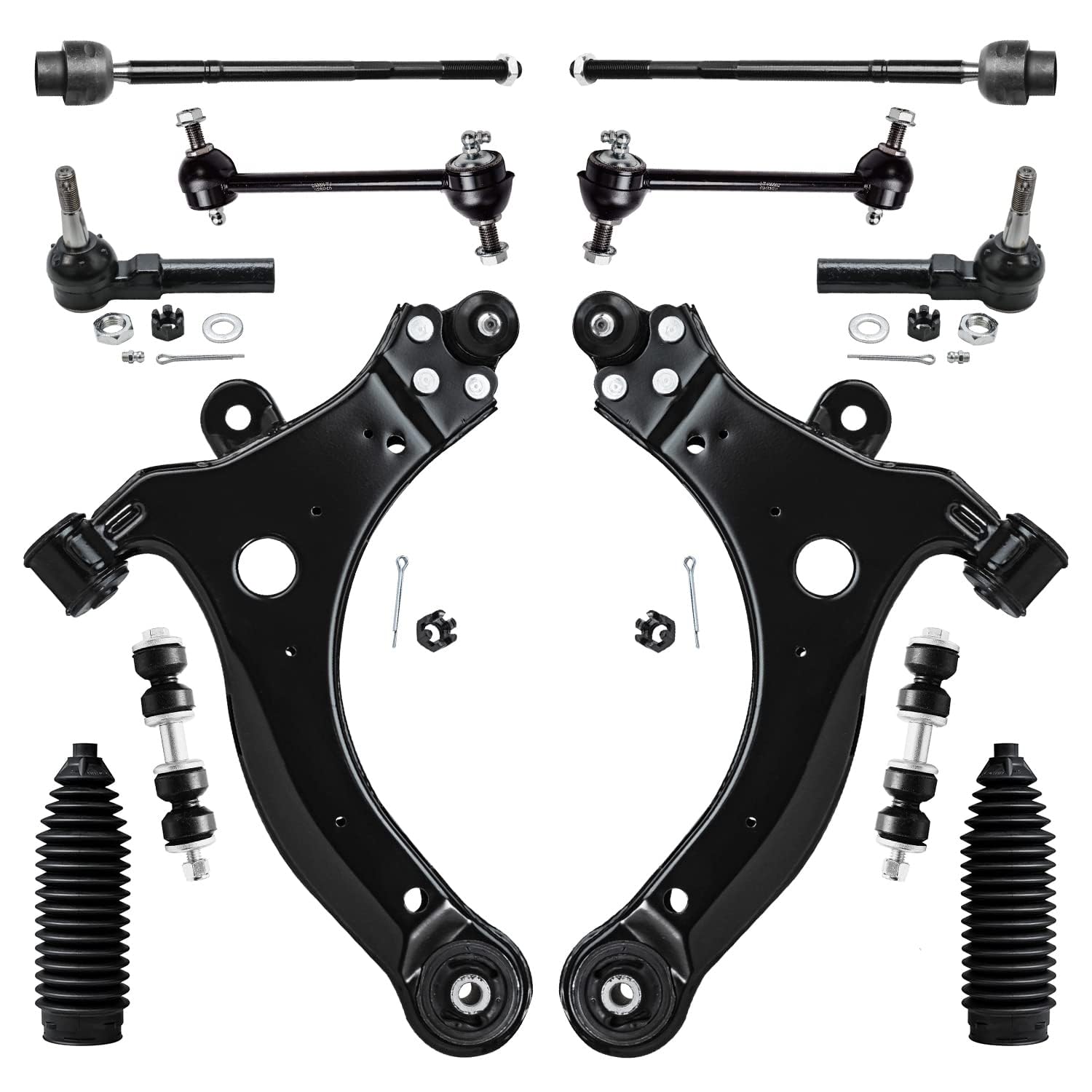 Detroit Axle - Front End 12pc Suspension Kit for Chevy Impala Monte Carlo Buick LaCrosse Regal Century Pontiac Grand Prix, 2 Lower Control Arms 4 Tie Rods 2 Boots 4 Front &amp; Rear Sway Bars Replacement
