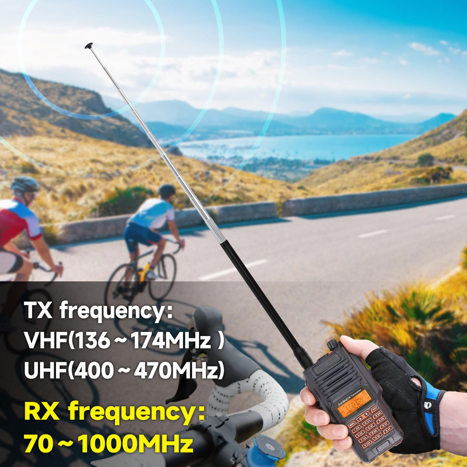 Eightwood Walkie Talkie Antenna Dual Band 144/430 MHz SMA Telescopica per Baofeng UV-82 UV-5R RT Quansheng