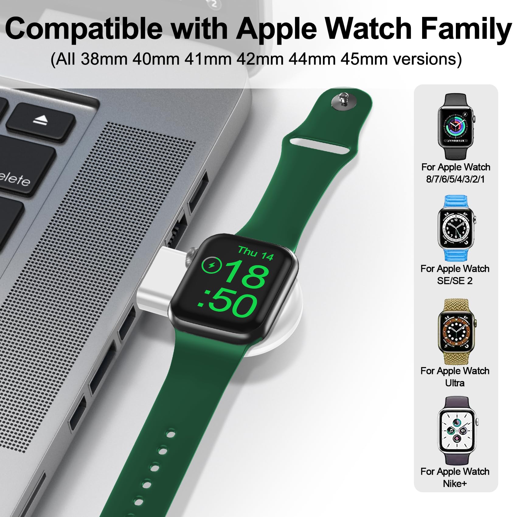 xiwxi for Apple Watch Charger,[USB C Portable Magnetic Fast Charger],Compatible with iWatch Series Ultra/8/7/6/SE/SE2/5/4/3/2/1,White