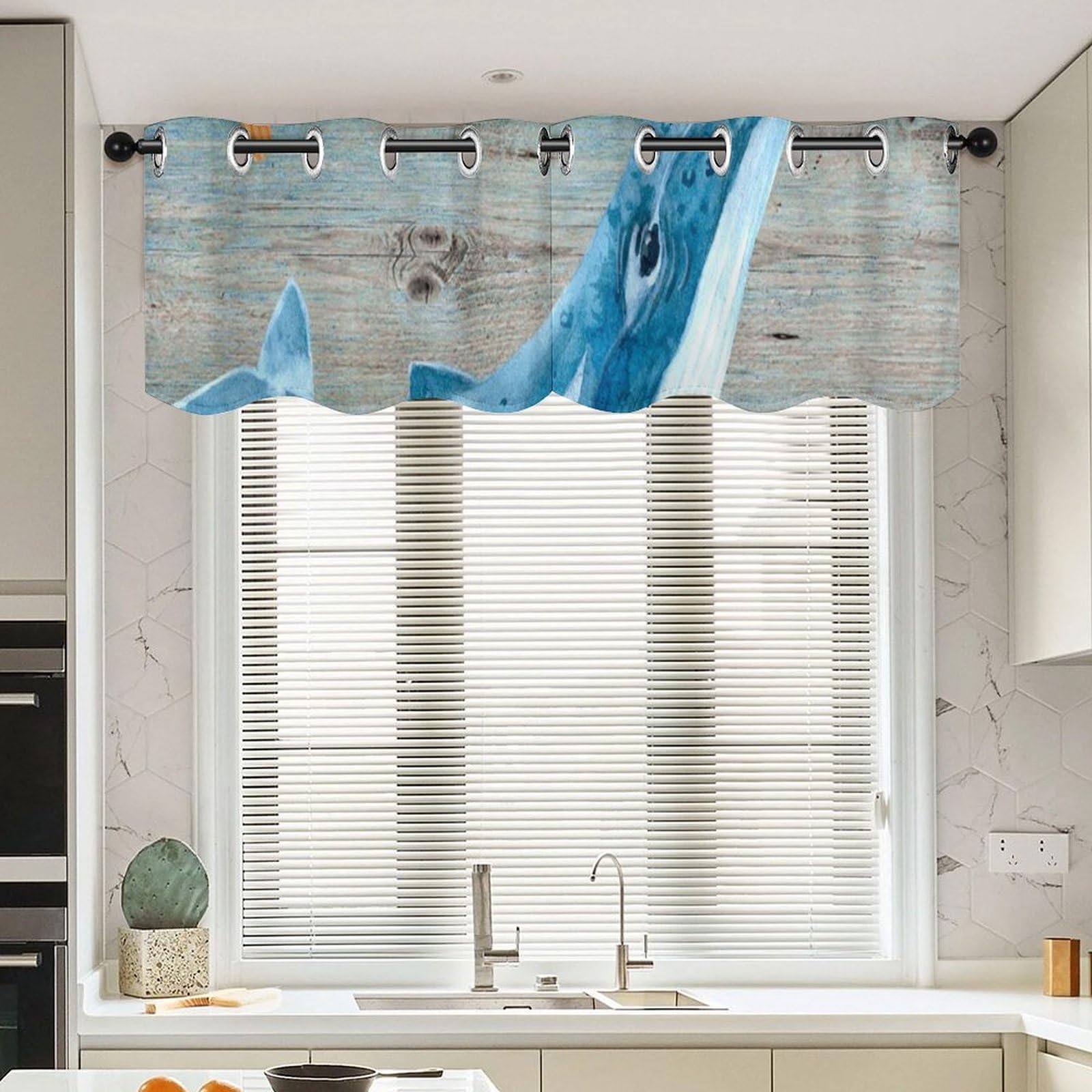 Rideaux cantonnières milieu du siècle à motif gouvernail pour salon et chambre