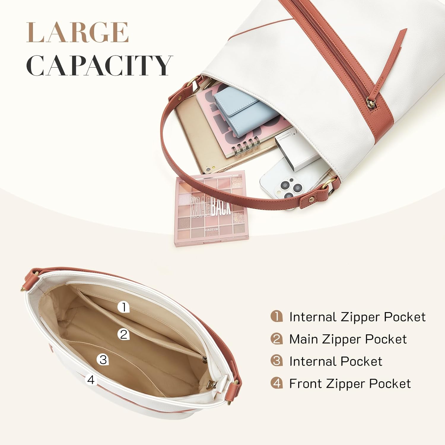 Missnine Hobo Bag Purses and Handbags for Women Top Handle Handbags with Pocket Zipper - Image 3