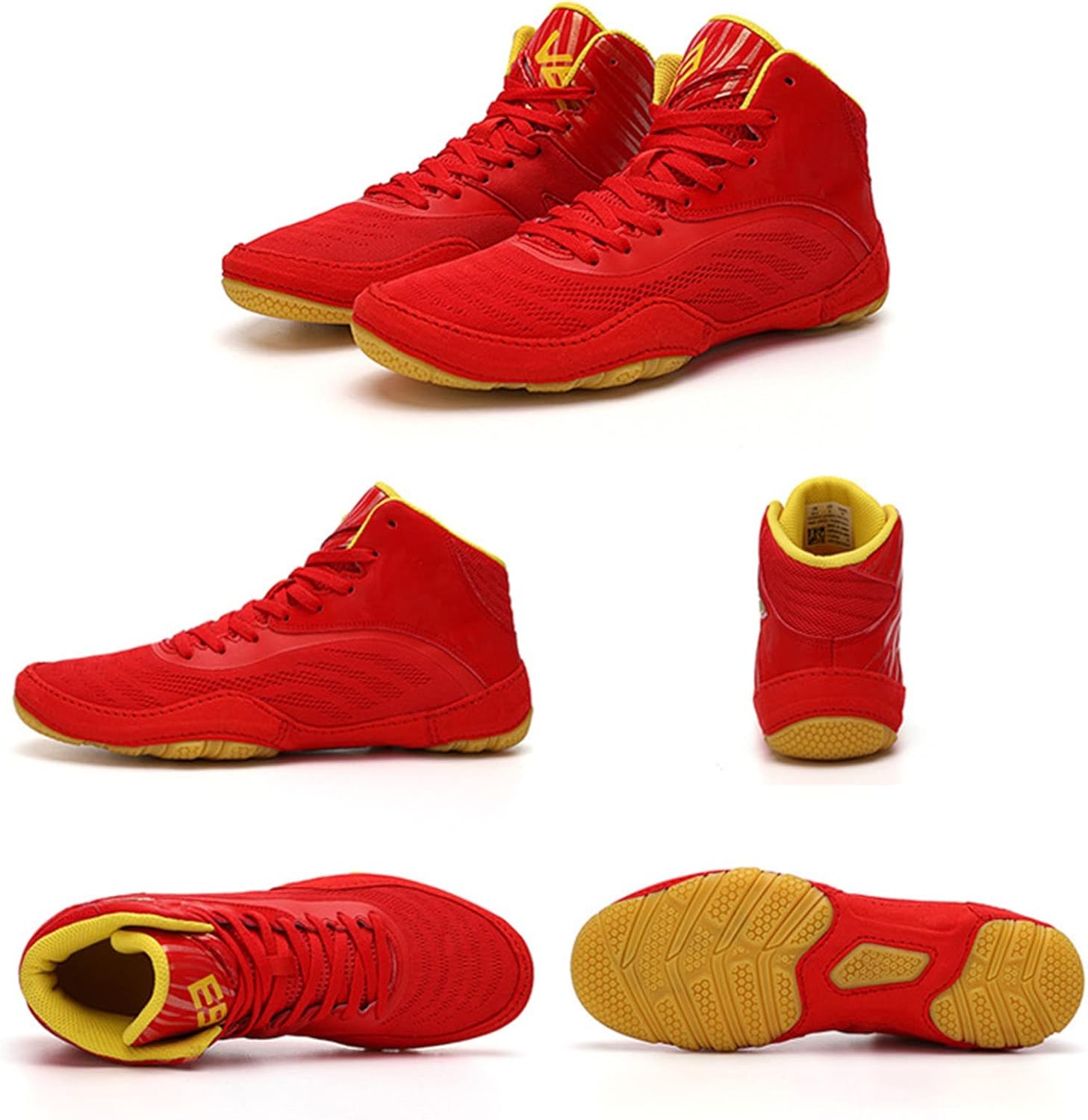 AIRFUL Mens Womens Wrestling Shoes Professional Boxing Shoes Sports Fighting Bodybuilding Training Weightlifting MMA Breathable Boots Youth Unisex (Color : Red, Size : 10 Women/8.5 Men)