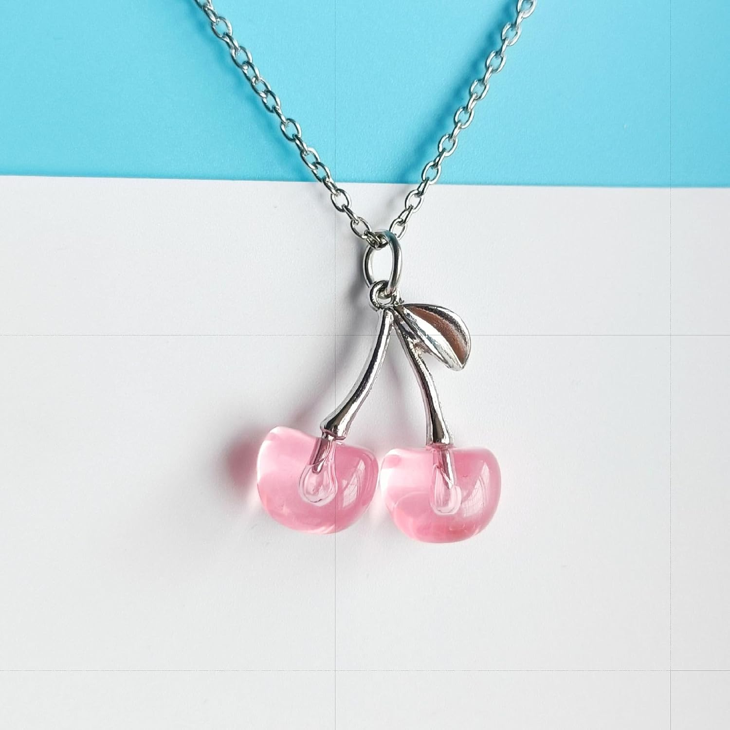 Cherry Earrings Necklaces Set for Women Funny 3D Red Crystal Cherries Drop Earrings Sweet Fruit Necklace Christmas Party Holiday Jewelry Gifts