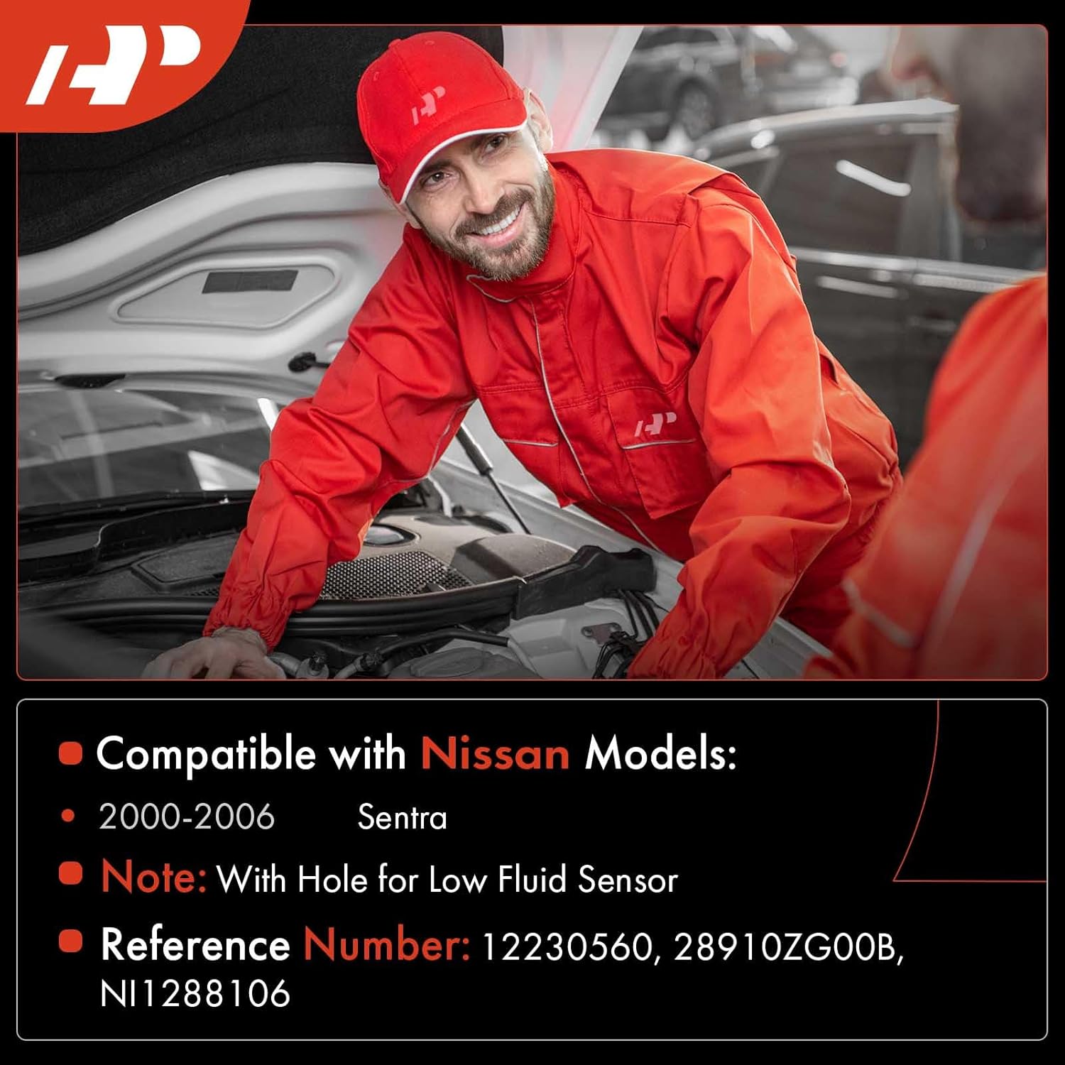 *Missing Lid & Pump Gasket*  A-Premium Washer Reservoir Compatible with 2000-2006 Nissan Sentra, with (Cap/Washer Pump/Hose/Filler Neck/Fluid Level Sensor/Bracket) With Sensor