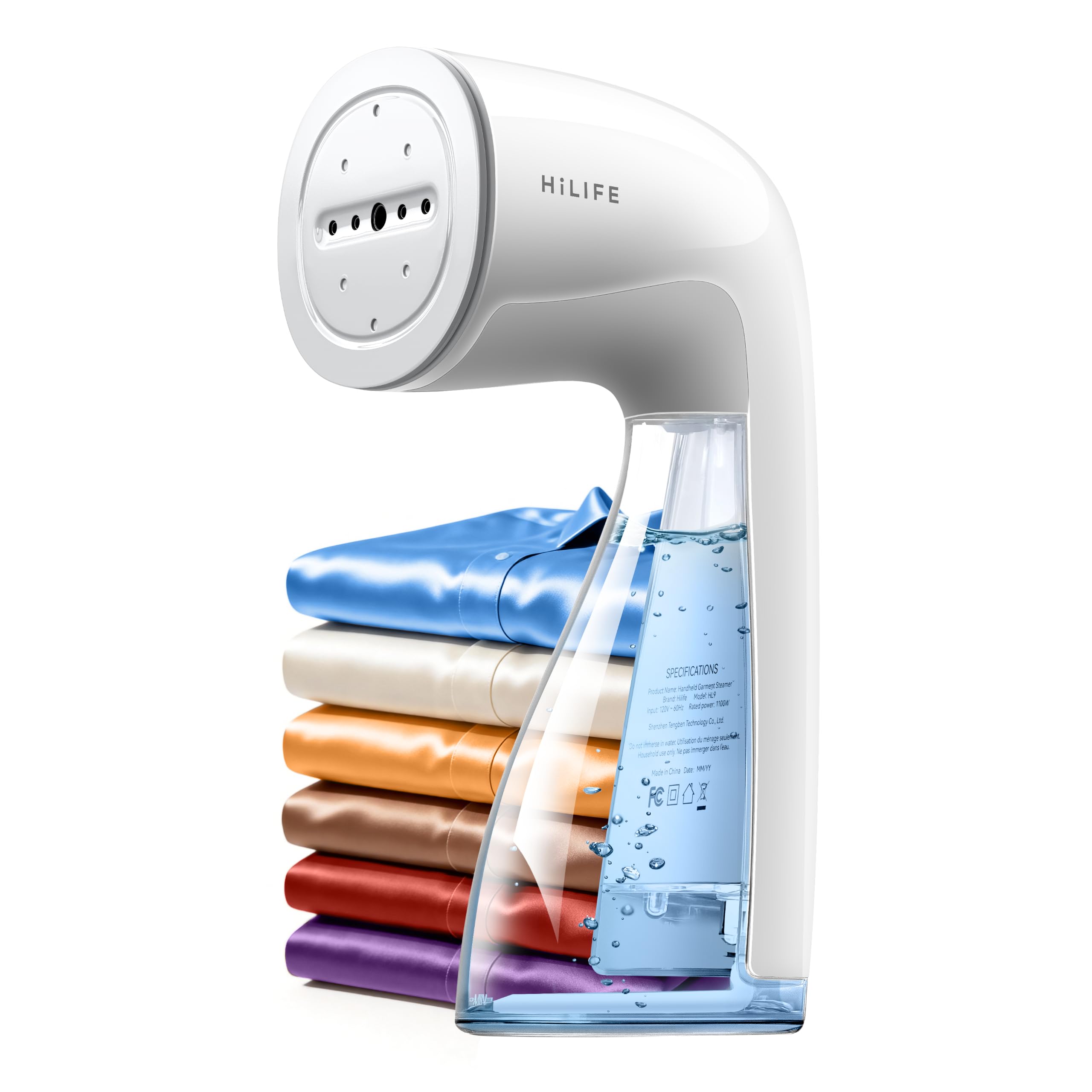 HiLIFE Steamer for Clothes, Handheld Clothes Steamer with Large 300ml Tank, 1100W Clothing Steamer, Fabric Wrinkle Remover, Portable & Compact Travel Size Garment Steamer ONLY FOR 120V (White)