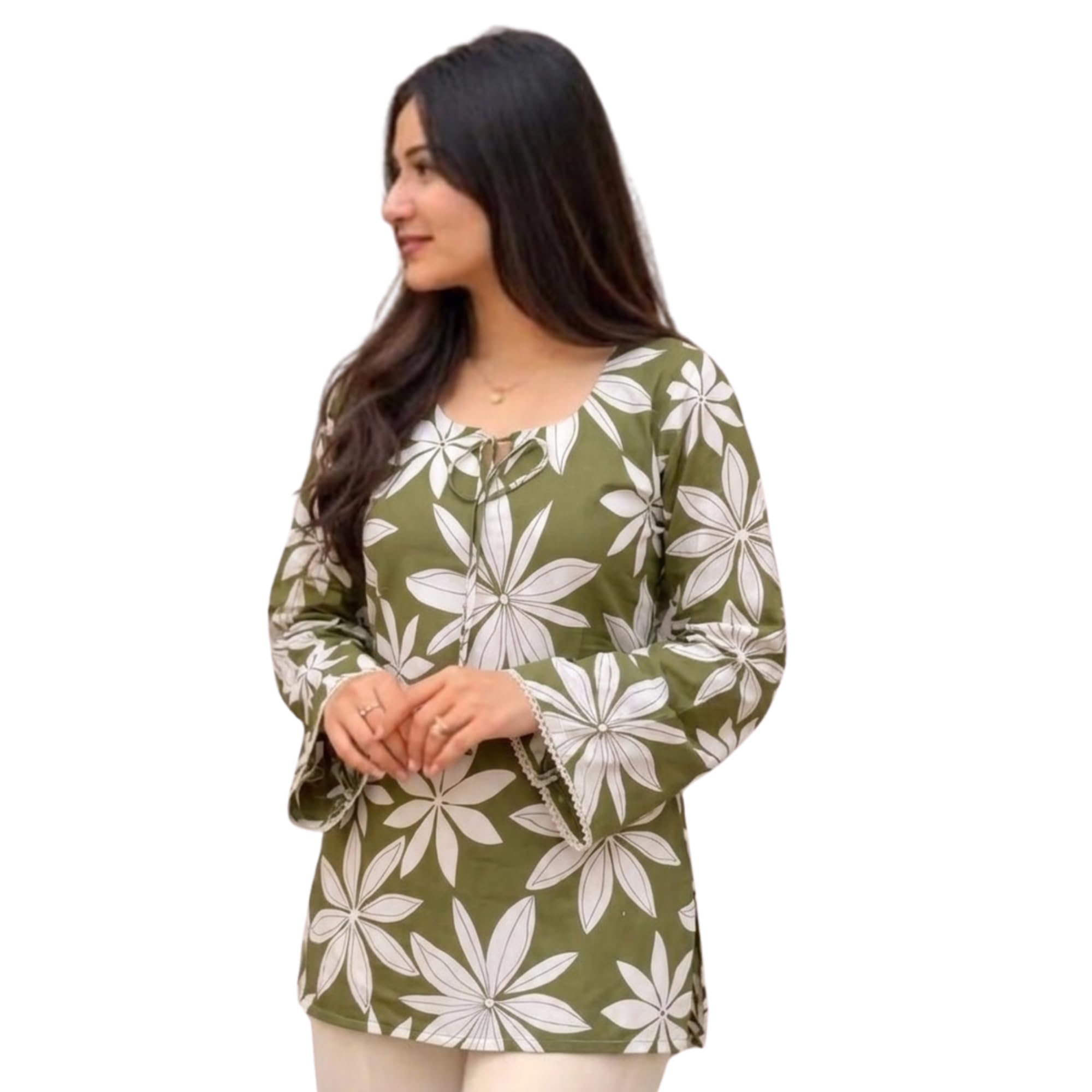 Women Floral Printed Short Kurti for Women Casual Ethnic Tunic Top Full Sleeve Stylish Kurti for Jeans & Leggings Office Wear Trendy Kurti Top-picture-42