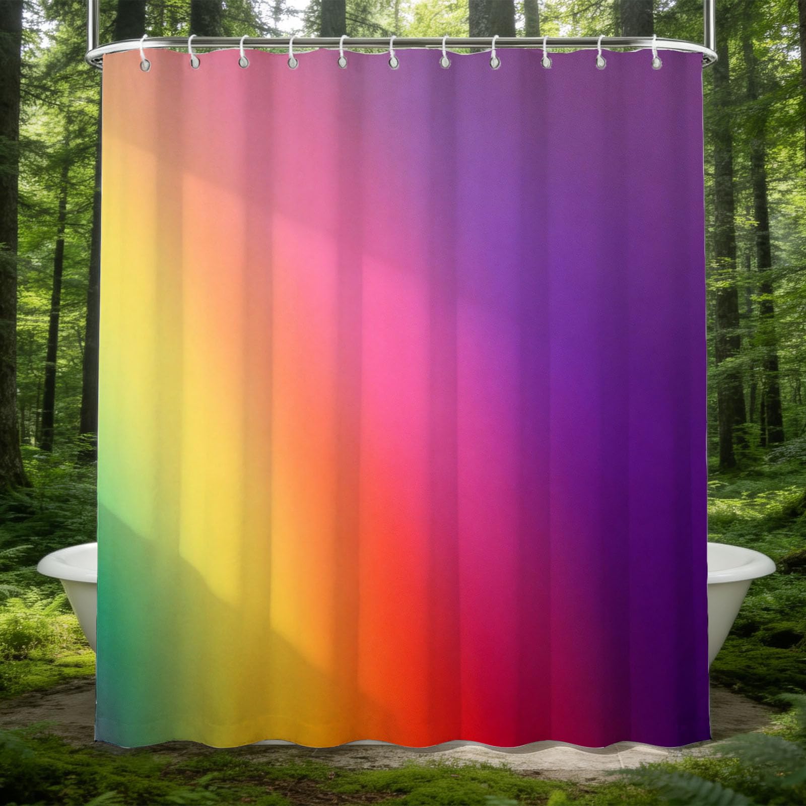 Hongduo White 3D Color Gradient Shower Curtain For Stalls Bathtubs Cartoon Bathroom Decor Shower Curtain Set Polyester Fabric Waterproof 120X180cm/48X71 Inch With Hooks