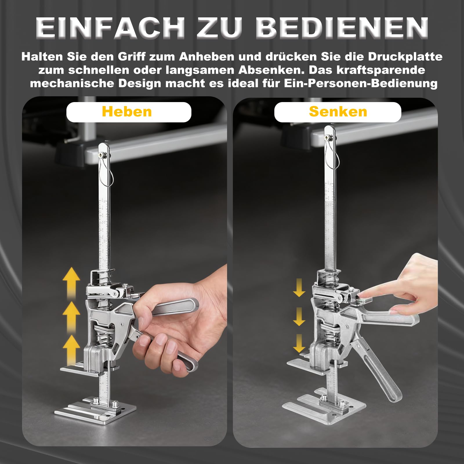 2 Stück Arbeitssparender Armheber - Hand Lifting Jack Tool, Arbeitssparende Hebebühnen, mit Feinabstimmungsfunktion für Die Montage Von Schränken, Türen, Fenstern und Möbeln, Tragkraft 200 kg