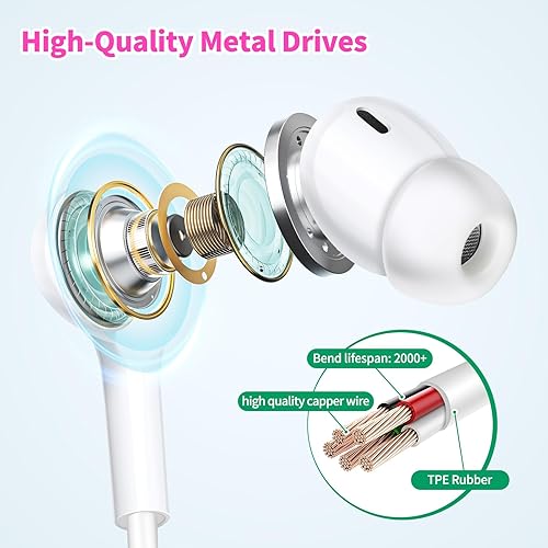 Miniatura 4 de Auriculares USB C, auriculares tipo C con cable para iPhone 15 PlusPro Max con micrófono y control de volumen, aislamiento de ruido estéreo de alta