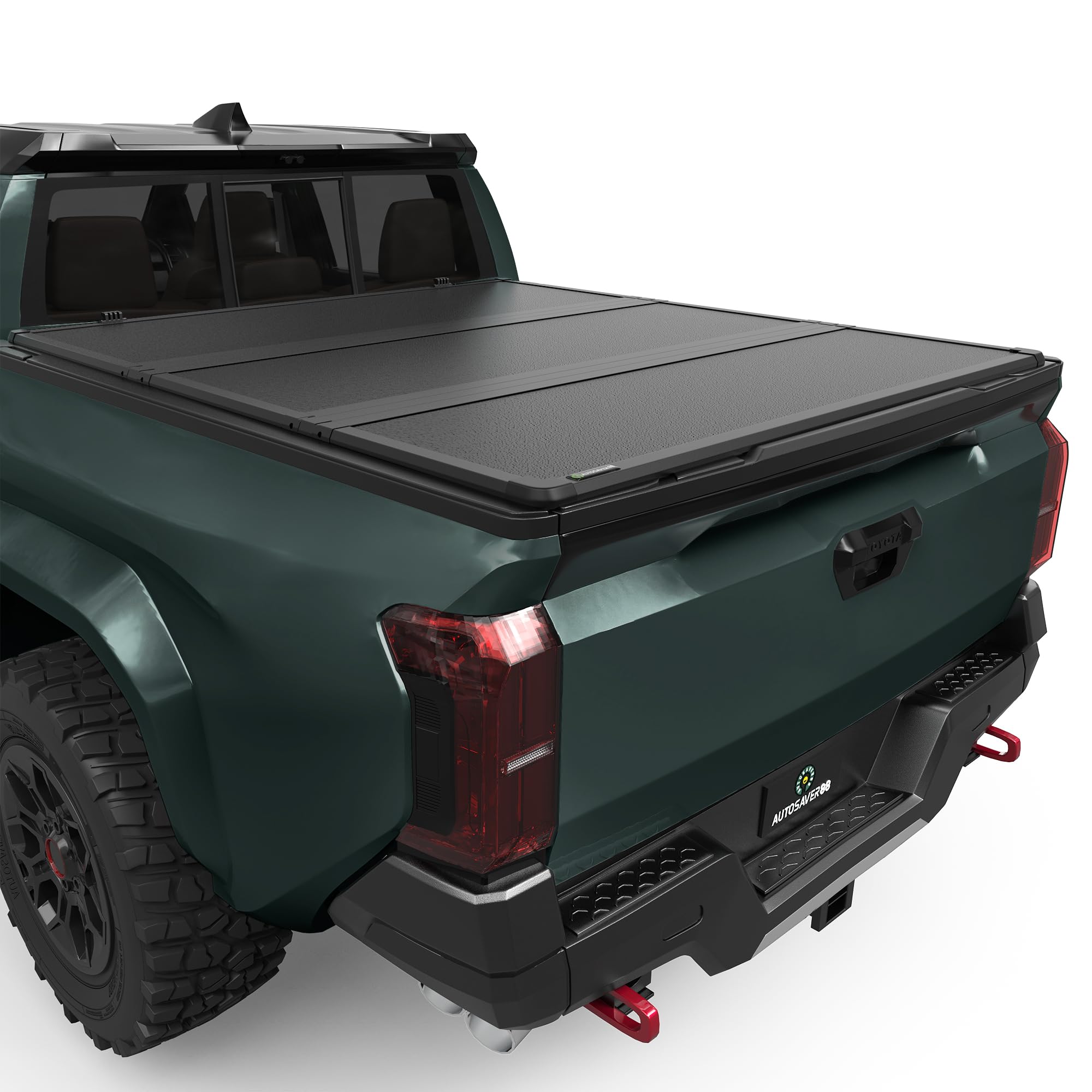 AUTOSAVER88 FRP Hard Tri-fold Truck Bed Tonneau Cover Fits for Toyota Tacoma 2024 2025 5ft Bed (Excl. Trail Edition) with Deck Rail System