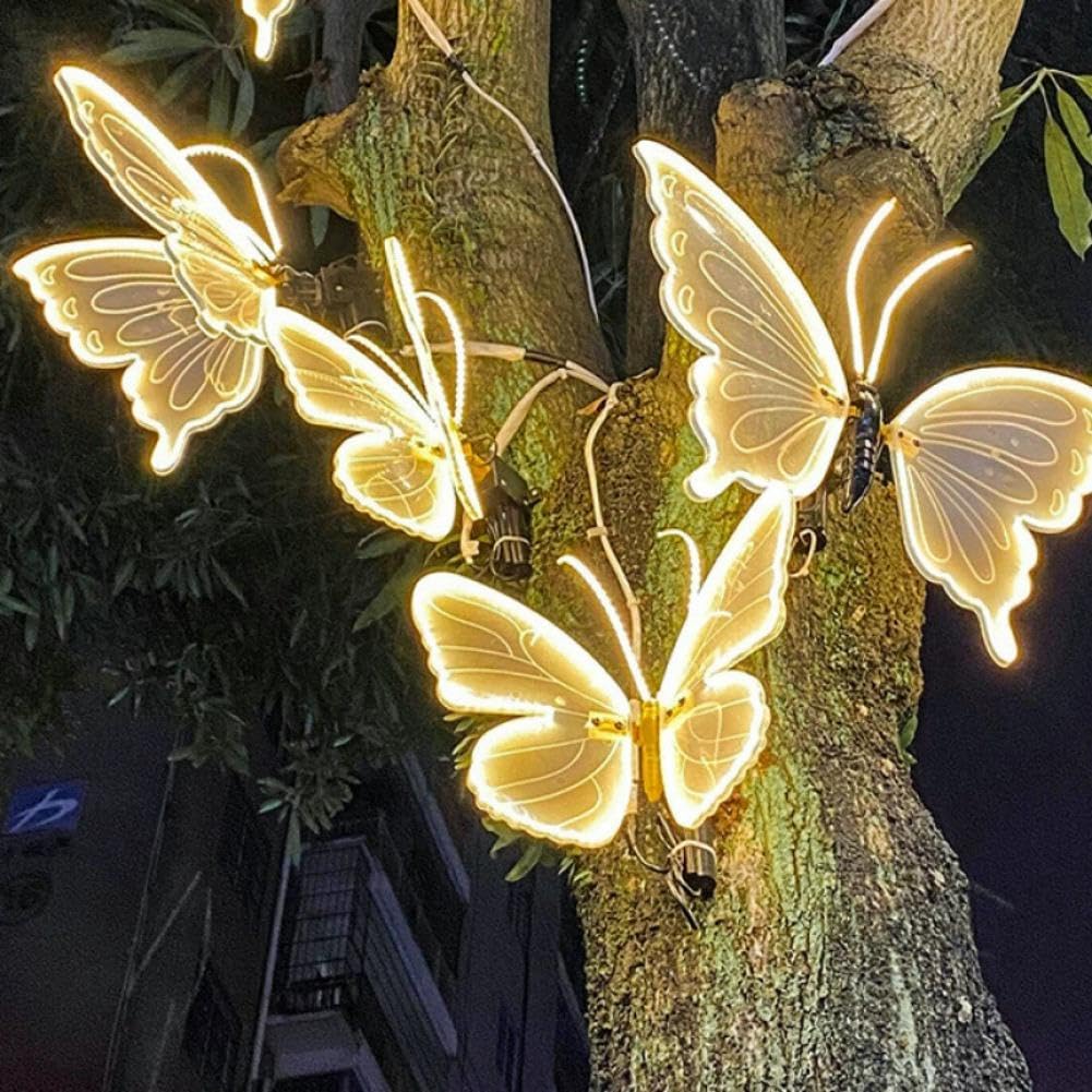 Mariposa móvil grande con luz LED de 15.8 pulgadas, luminosa animada (EE