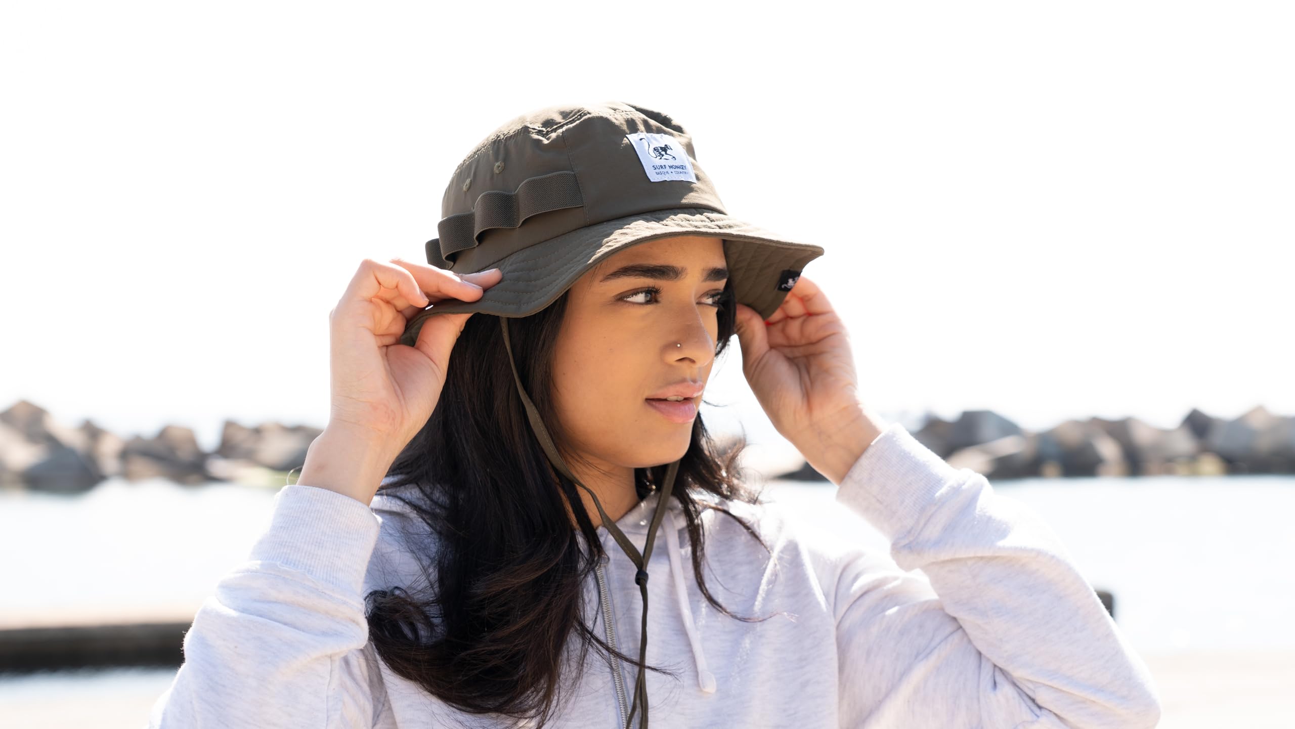 Chapeau Safari avec corde amovible, Upf50, imperméable, recyclé, taille S/M et L/XL