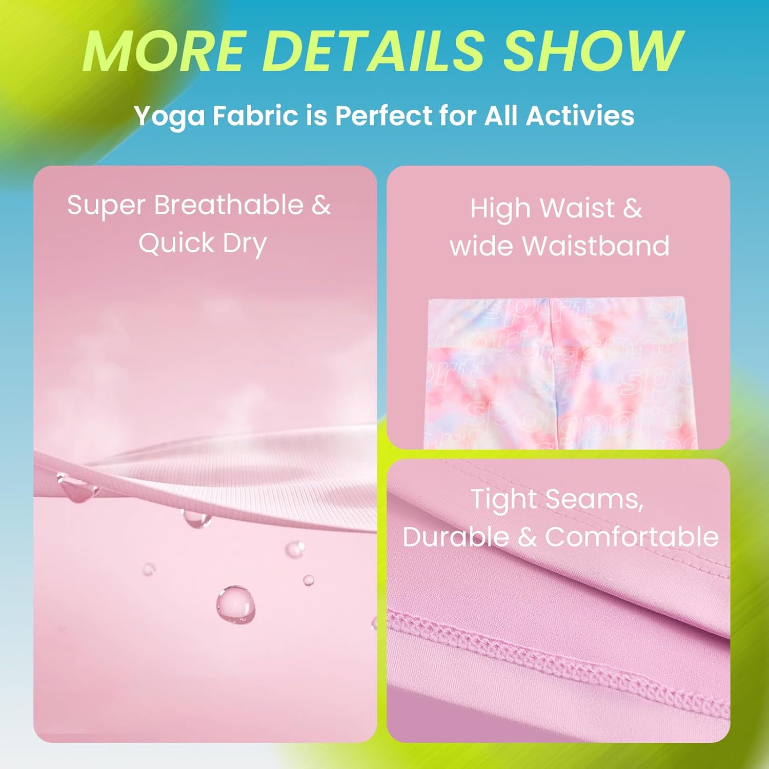 Gogokids Girls' Activewear Workout Set 2 Piece Athletic Sets Sleeveless Mesh Tank Tops and Capris Leggings Yoga Pants 5-12Y - Image 5