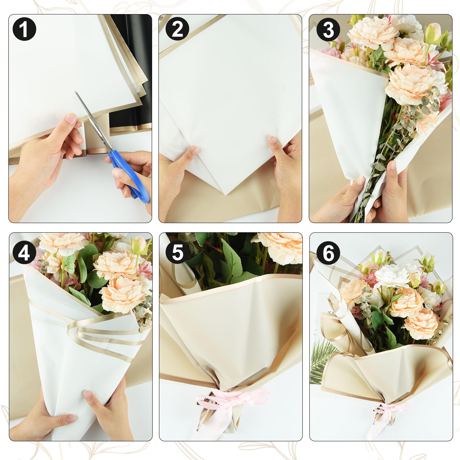 Papier D'Emballage Fleurs 30ft - Coton Imperméable Transparent Blanc - Uxcell