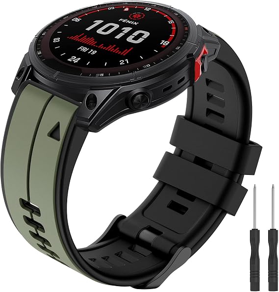 Cinturino In Silicone 20 Mm Per Garmin Fenix 5S/6S/Plus/Pro – Sostituzione Facile, Morbido E Resistente, Nero Bicolore - 2