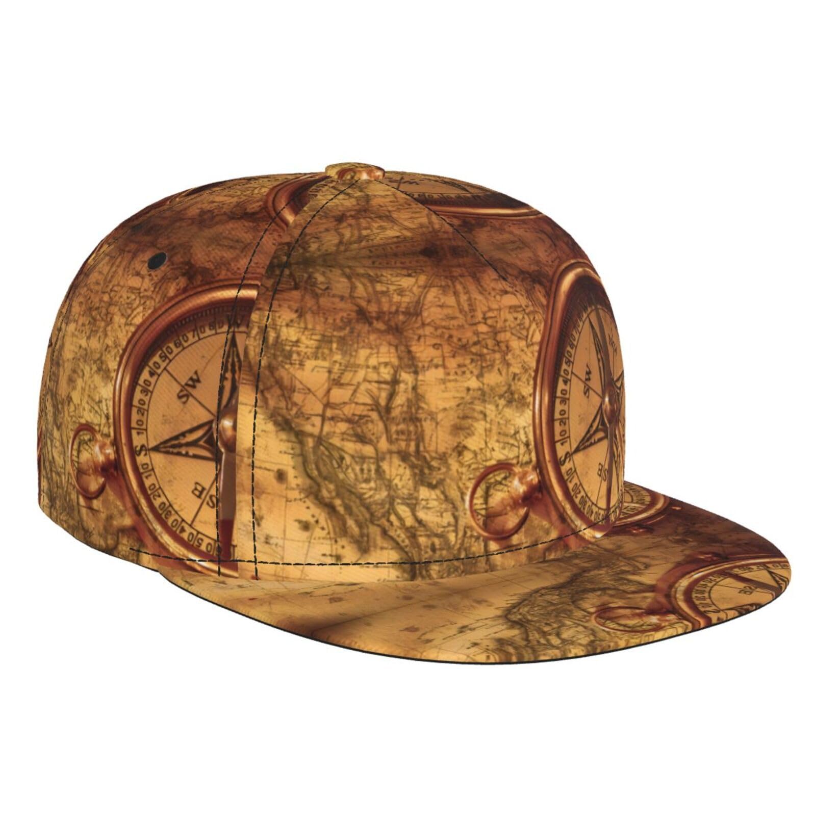 BLWSLC Law of The Compass Navigation Printed Hip-hop Baseball Cap Adjustable Baseball Cap Suitable for Travel Hiking and Workouts Black