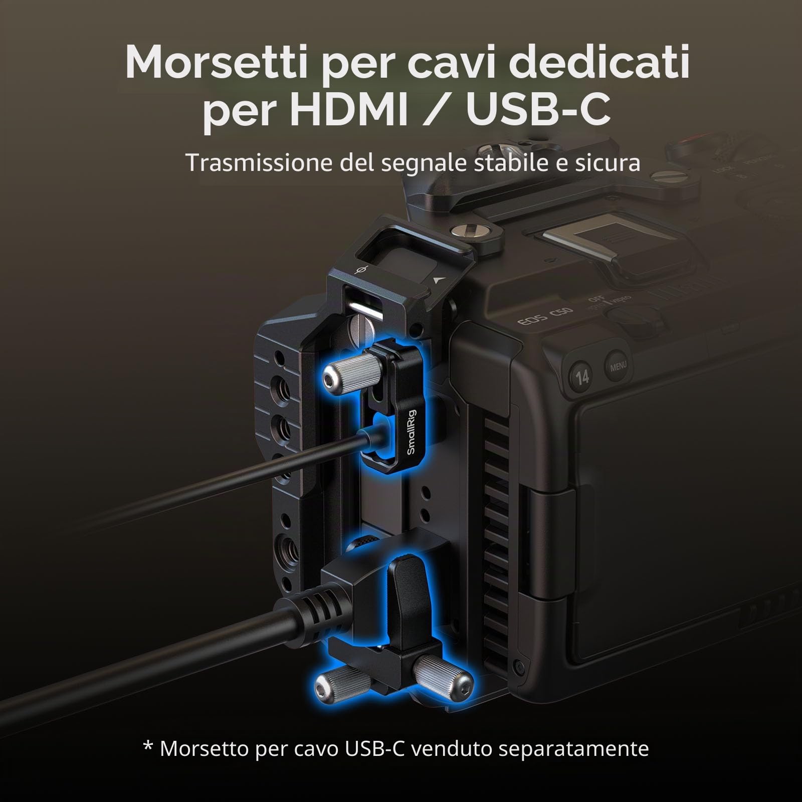SMALLRIG Kit Gabbia di Portatile per Canon C50 con Prolunga XLR, Piastra Batteria V-Mount, Gabbia per Fotocamera con Piastra a Sgancio Rapido Integrata per Arca e Cinghia da Polso - 5658