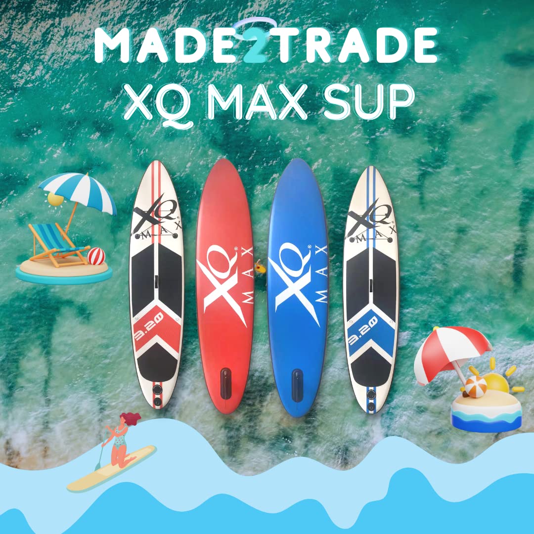 Professionelles Stand up Paddel Board - SUP von XQ Max - 320cm - Max Gewicht: 150kg - komplettes Set mit Pumpe, Flickwerkzeug, Fußleine, verstellbares Paddel