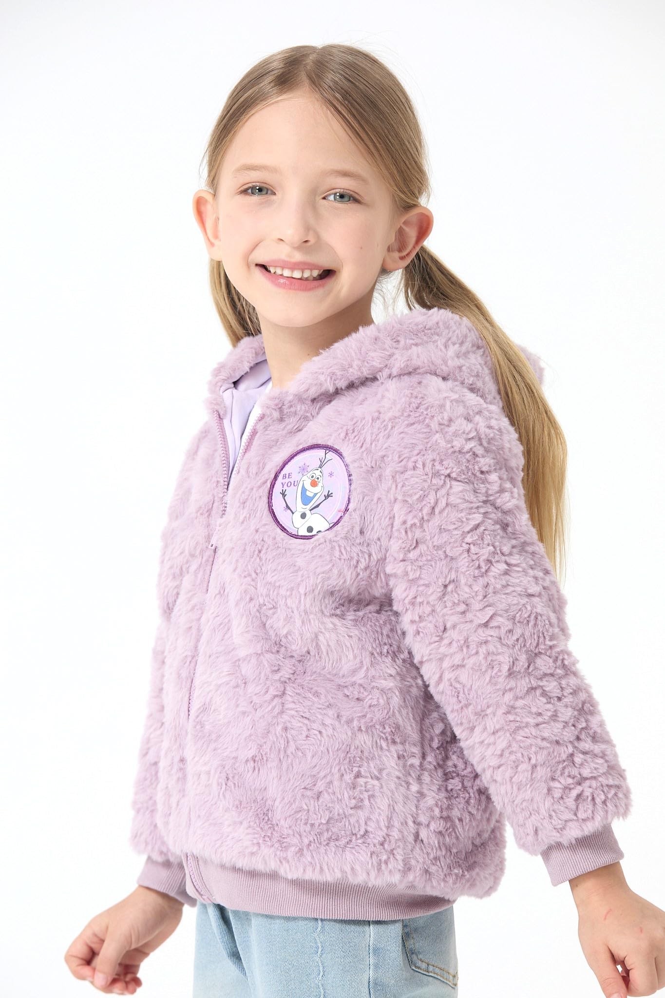 Disney Stitch Minnie Frozen Princess - Chaqueta de forro polar con cremallera Sherpa con capucha cálida para invierno, para exteriores de 2 a 13 años