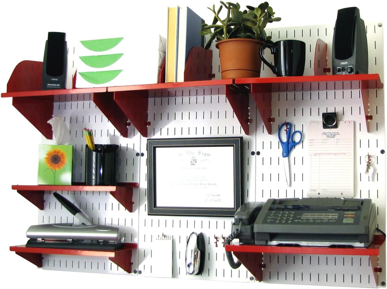 Wall Control Office Organizer Unit Wall Mounted Office Desk Storage and Organization Kit Black Wallboards and Black Accessories