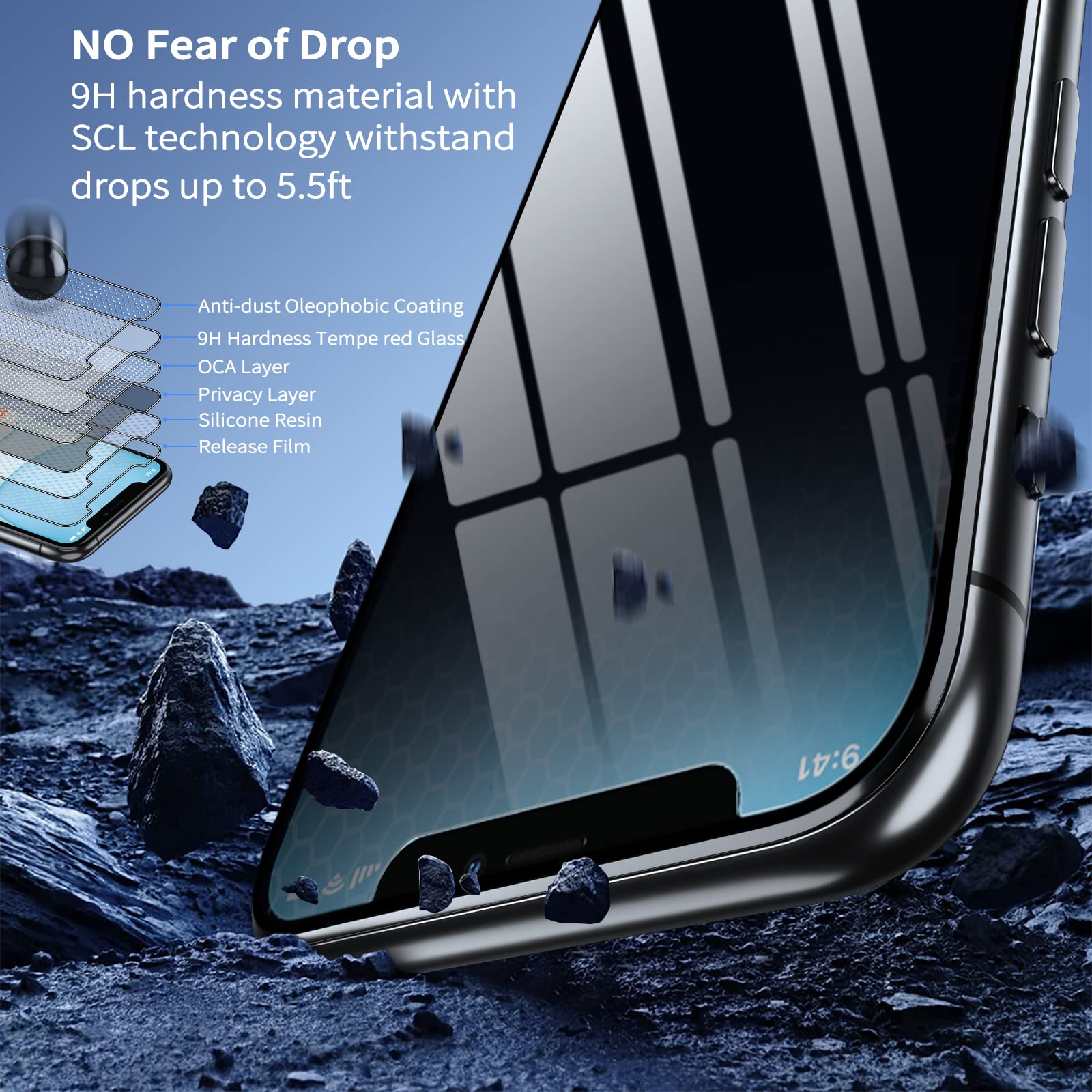 Vauki Privacy Displayschutzfolie Für IPhone 11/XR – 9H Härte, 2 Stück, Blendschutz & Kratzfest