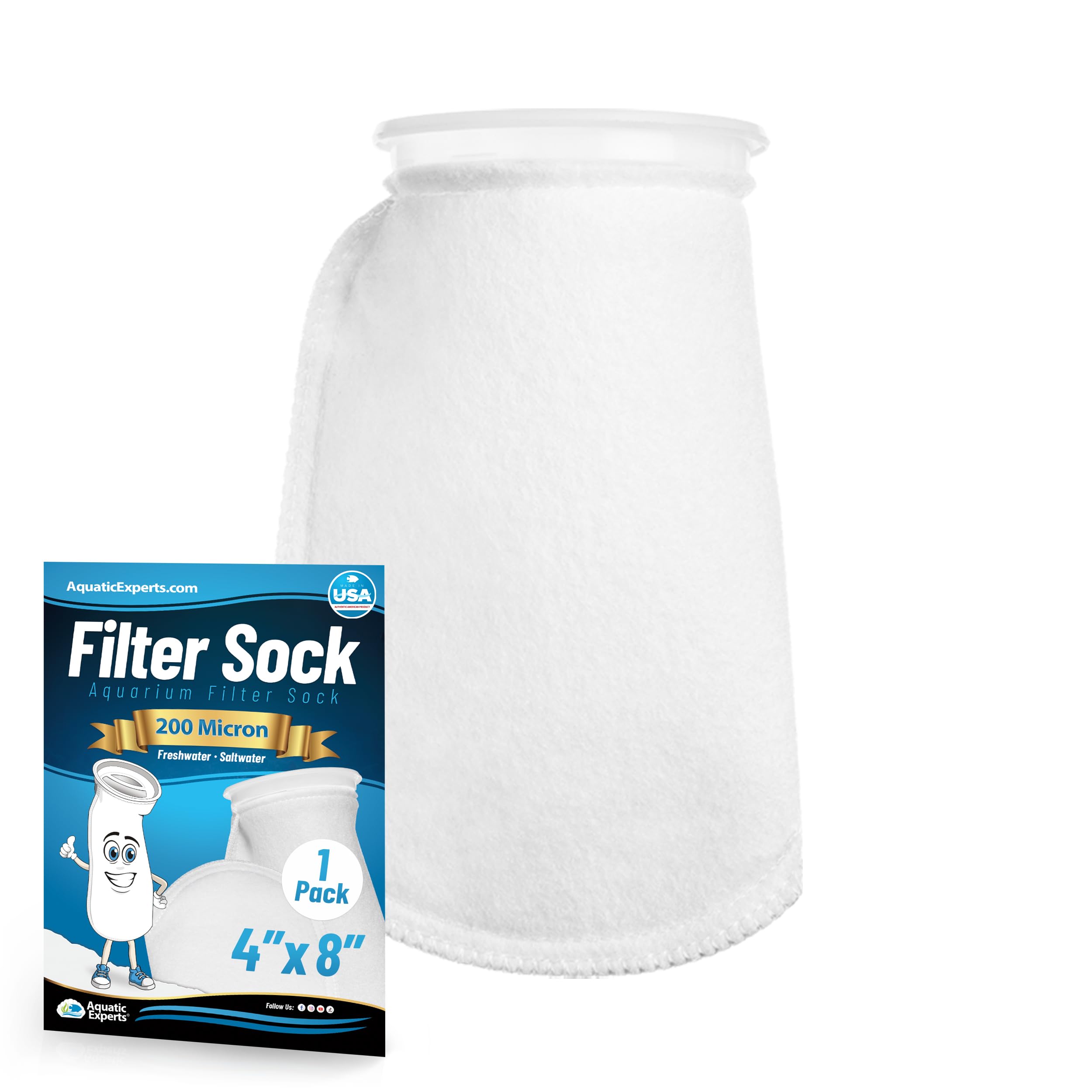 Aquatic Experts4 inch 200 Micron Felt Filter Socks (4" x 8", 1 Pack)