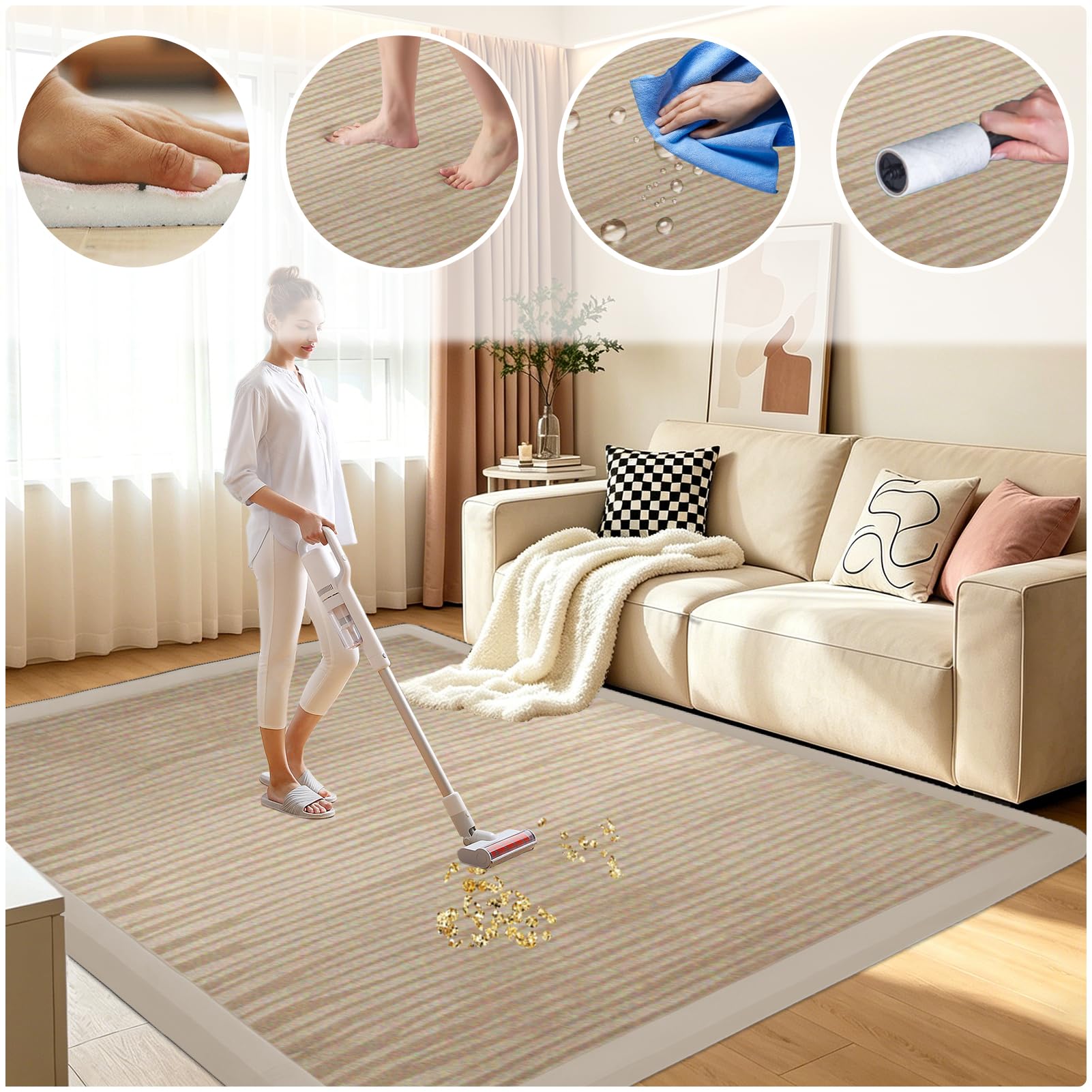 Alfombra para Gatear para bebé 2cm Alfombrilla de Juego Acolchada Grande Alfombras Bebe Antideslizante, Colchoneta para Gatear para Suelo Habitacion 100 x 150 cm