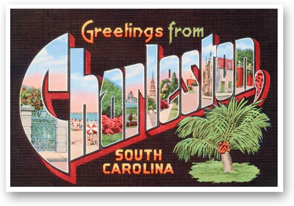 GREETINGS FROM CHARLESTON, SC vintage reprint postcard set