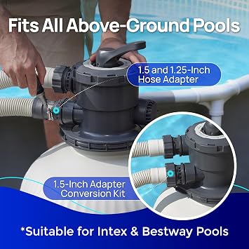 AQUASTRONG 16 Pool Sand Filter Tank with 6-Way Valve, Sand Filter for Above Ground Pools Up to 16,000 Gallons, Replacement for Cartridge Filters