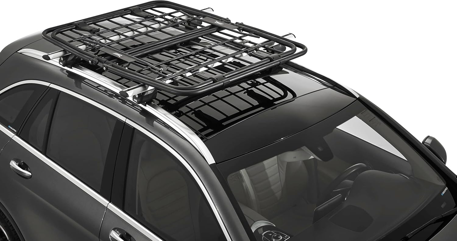 3D MAXpider Transforming Roof Basket - Rooftop Cargo Basket, 52” x 43”, Adjustable Folding Multiple Configuration, Secure Luggage Storage Carrier, Mount on Universal Cross Bars for SUV/Truck/Car