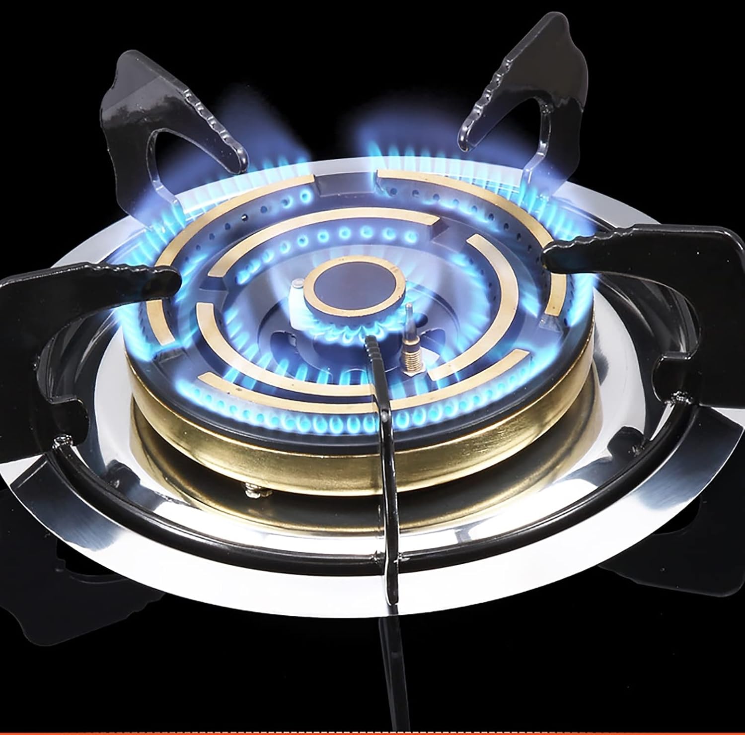 Burner Gas Cooker gas hob 4.2KW Built-in Gas Hob, Tabletop Kitchen Cooking Wok Stove，Black Glass 33cm Wide, With FFD And Cast Iron Pan Supports(Lpg)