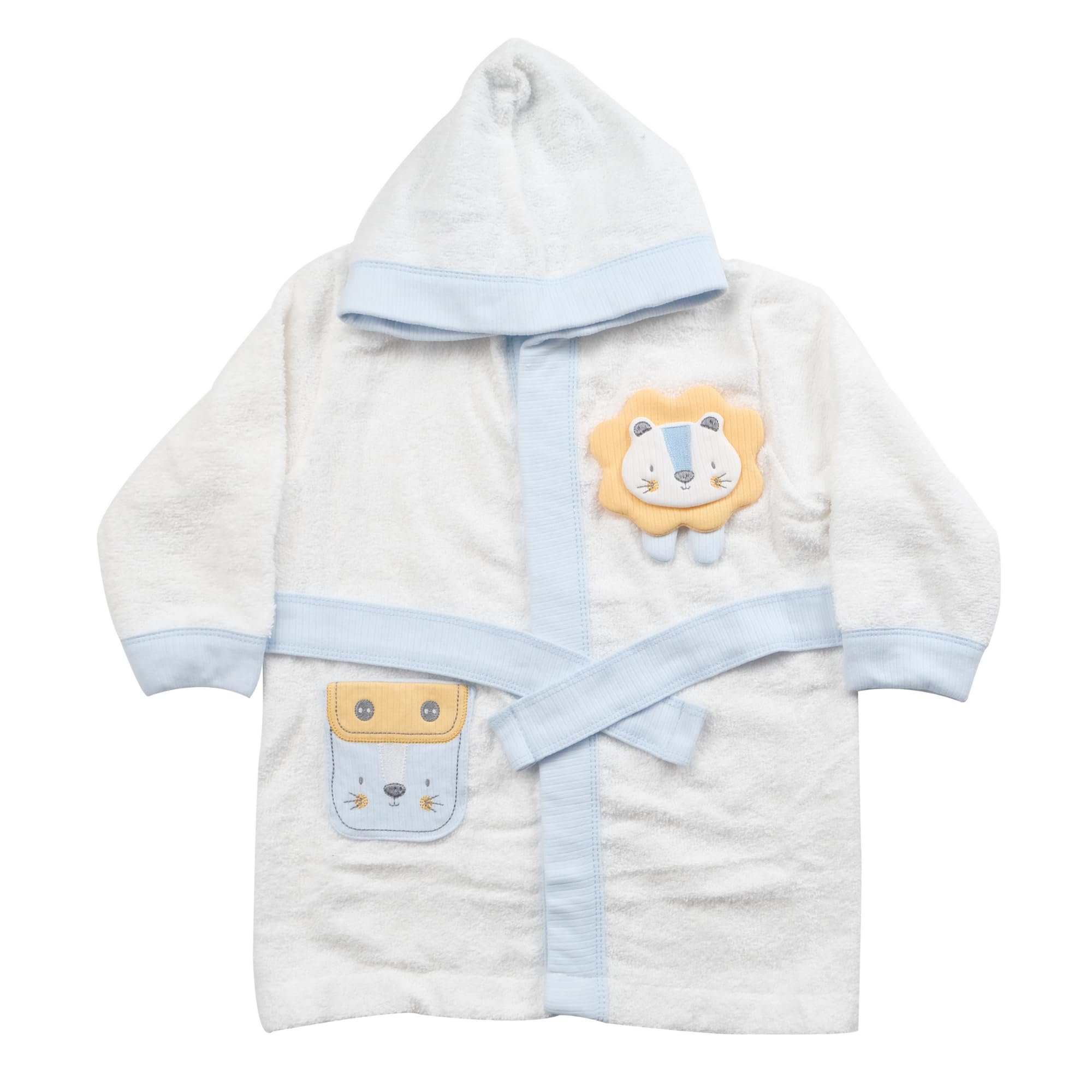 Peignoir à capuche bébé coton lion bleu idée cadeau naissance - 8