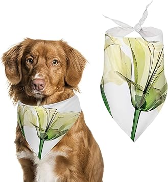 Amazon Transparent Flower ユリ 花 絵 犬用バンダナトライアングルビブスカーフ調節可能なペットバンダナアクセサリー犬猫ペット動物 Mahel バンダナ 通販