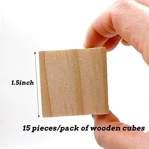 Miniatura 10 de Bloques de madera para manualidades, cubos de madera sin terminar, bloques de madera natural de 2 pulgadas, paquete de 8 bloques cuadrados de