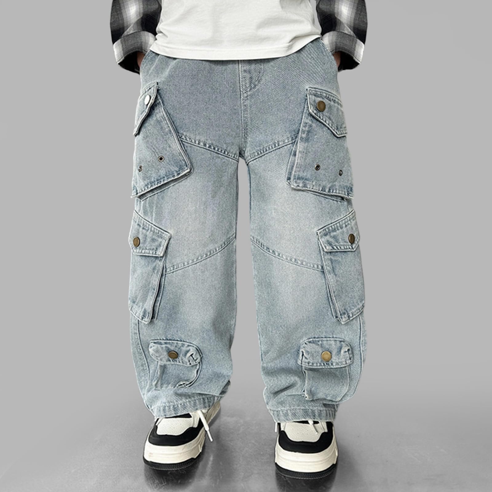 Pantaloni Ragazzo 8 Anni - Pantaloni Cargo da Jogging per Ragazzi con Cintura Pantaloni Casual in Twill Resistente per Bambini Parco Giochi Scuola Quotidiano Comodi Flessibili Facili da Muovere Gioco