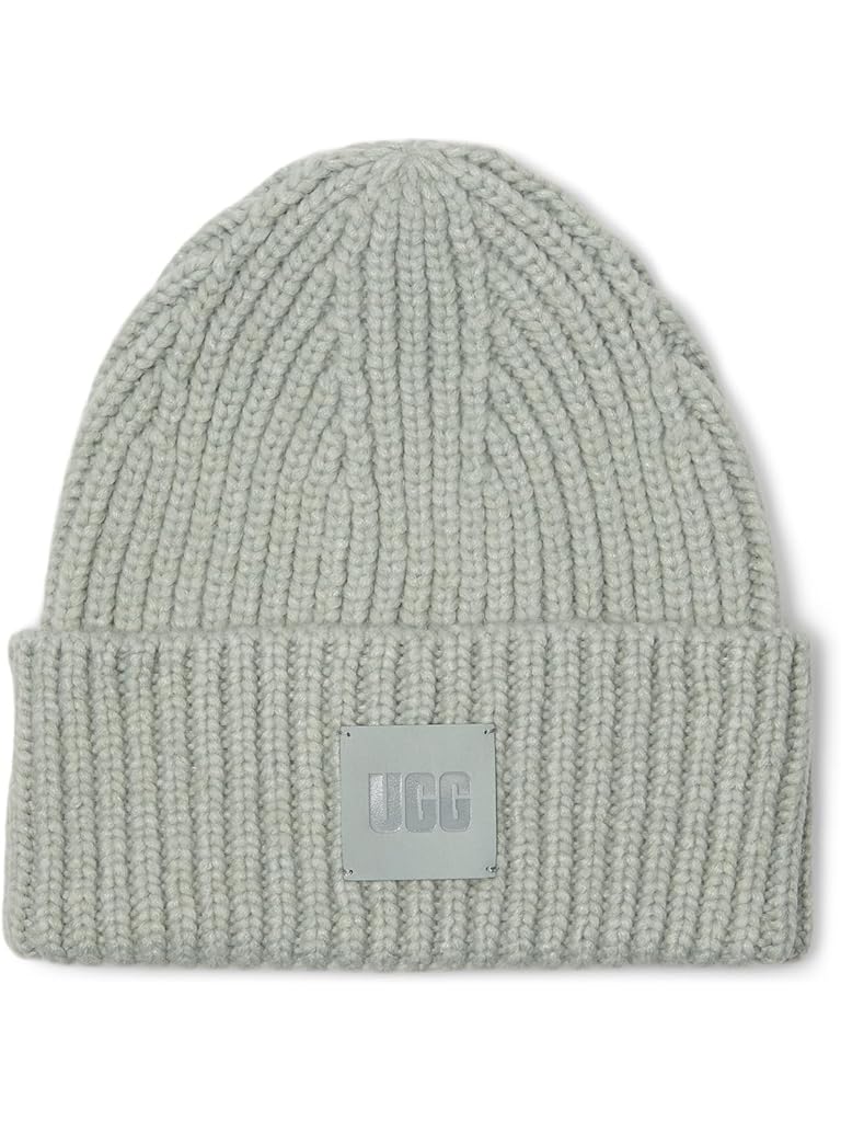 Pink UGG Chunky Rib Beanie with UGG Logo