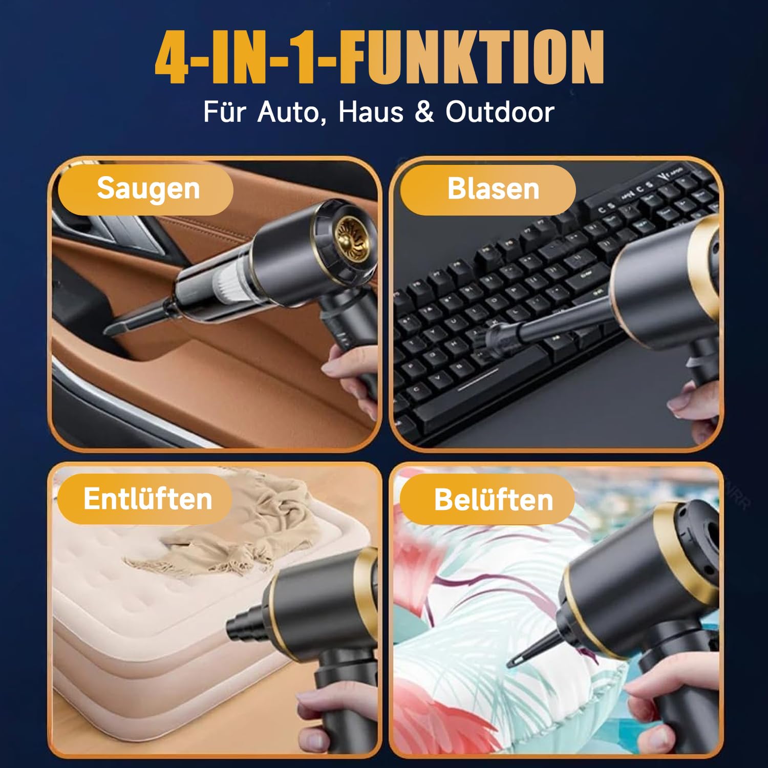 Handstaubsauger Akku, 26000PA Auto Staubsauger, Upgrade-Schnellladung, 3-Gang Akku Staubsauger mit Bürstenloser Motor per Auto, Tierhaare, Sofa Reinigung