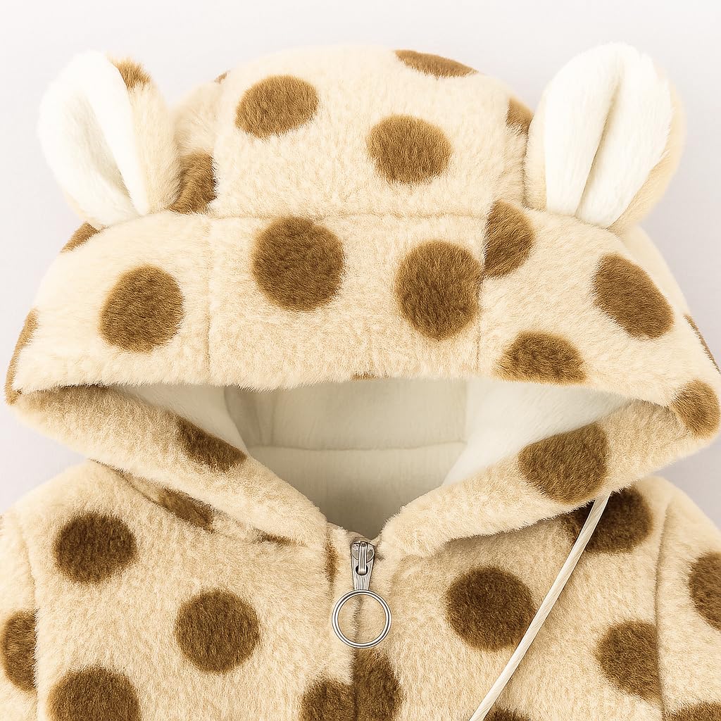 Bold N Elegant Wool Fur Warm Winter Outerwear Hooded Baby Jacket Coat with Soft Plush Teddy Bear Bag for Infant Toddler Boy Girl Kids (IN,12-24 Months, Brown) 3