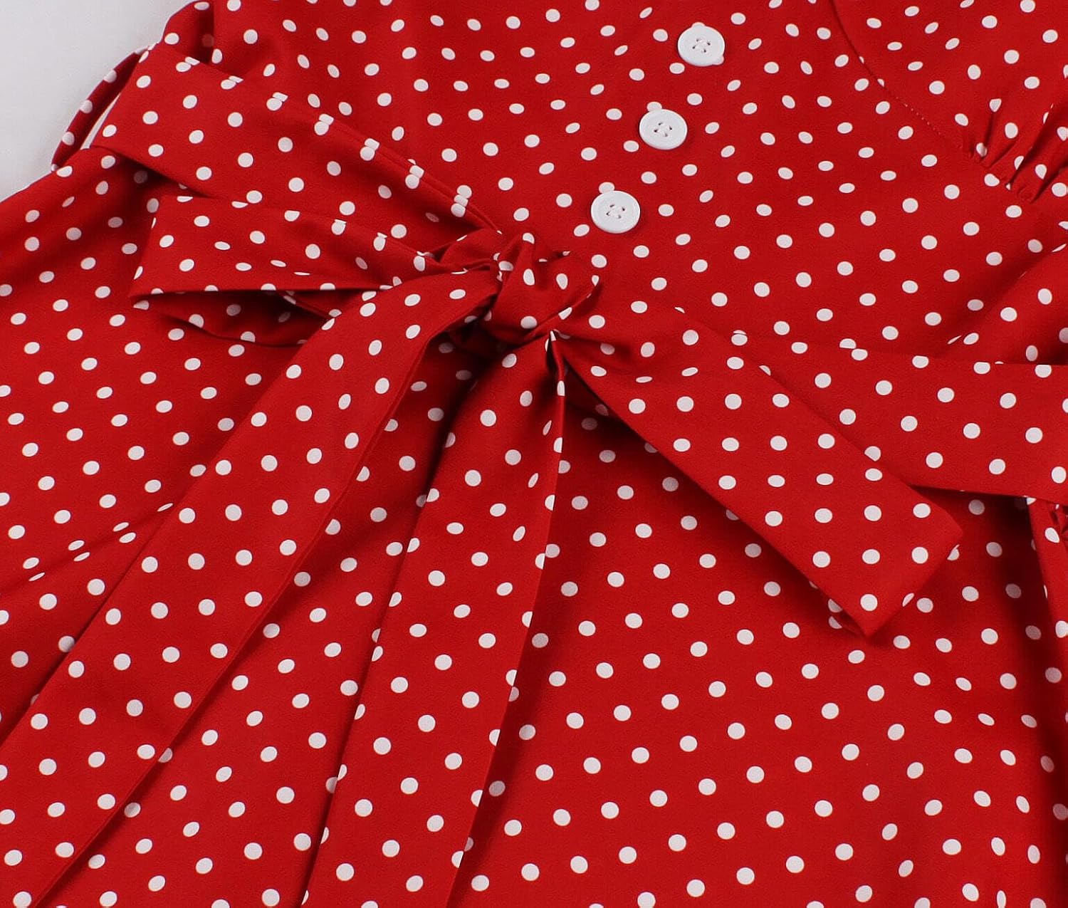 Wellwits Women's Lace Trim V Neck Polka Dots Midi Elegant Vintage Dress - Image 4