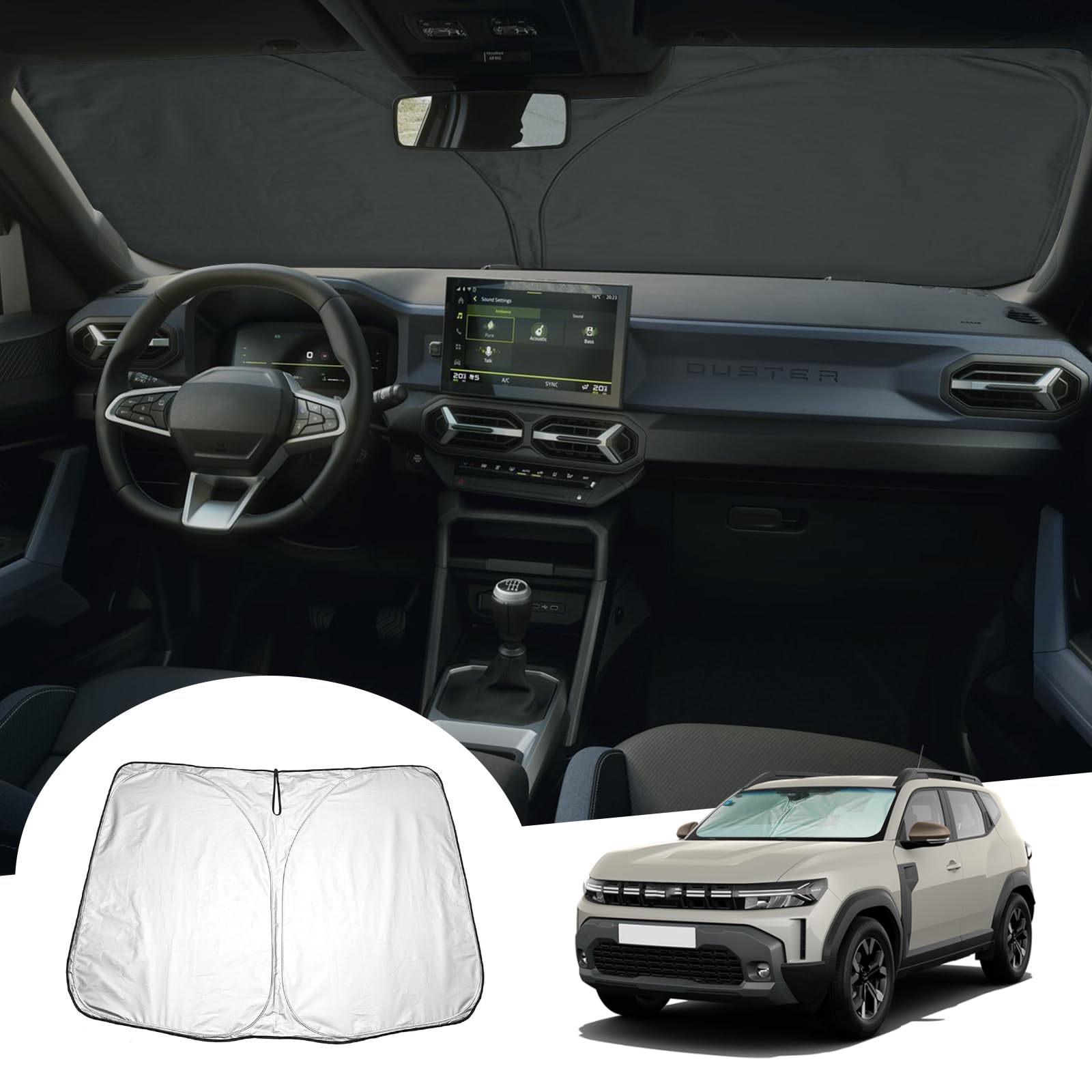 [Mise à Niveau] GAFAT Nouveau Dacia Duster 3 III 2024-2026 2027 Pare-Soleil intérieur, Dacia Duster 3 2025 Accessoires Pare-Brise Parasol Protection Solaire, Refroidissement, Protection UV