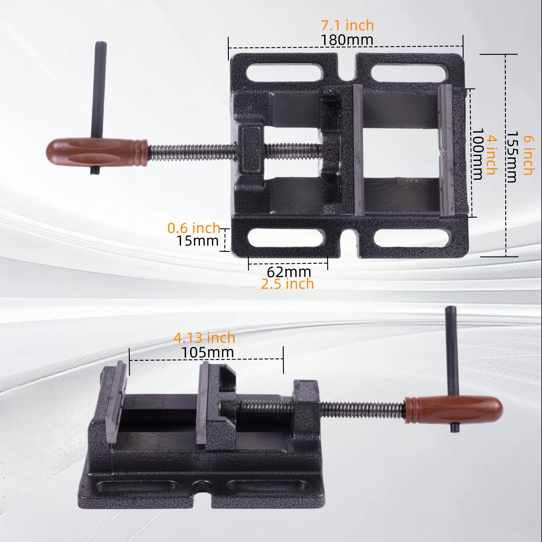 Drill Vice 110mm Machine Vice for Workbench with Soft Vice Guard Jaws, Black - Image 2