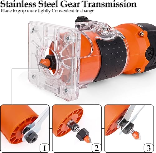 Miniatura 3 de THINKWORK - Fresadora compacta, 6.5Amp, 1.25 HP, kit de herramientas de fresado para madera compacto, cortadora de madera con 15 piezas de 1/4