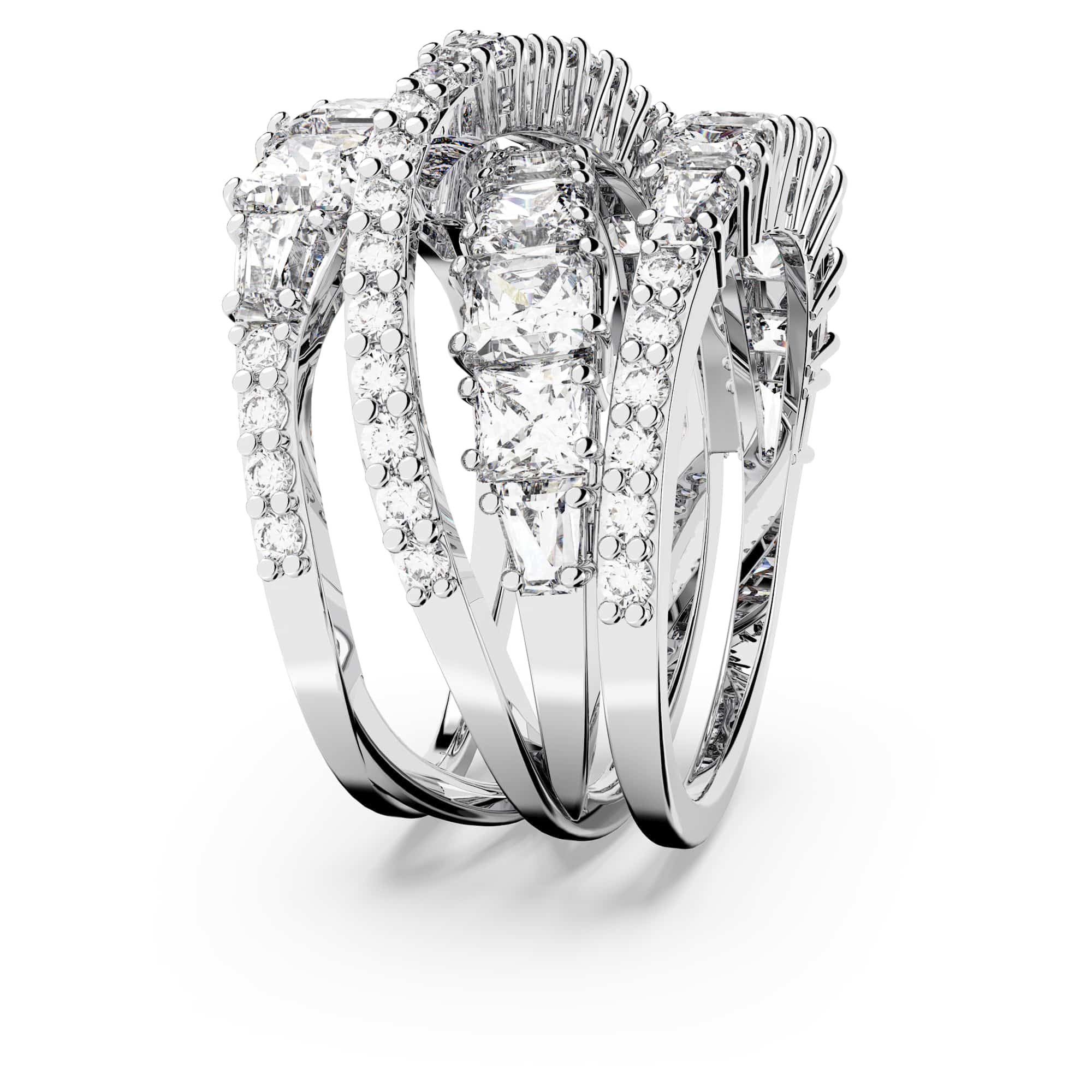 Swarovski Hyperbola bague, tailles mixtes, blanc, plaqué rhodium