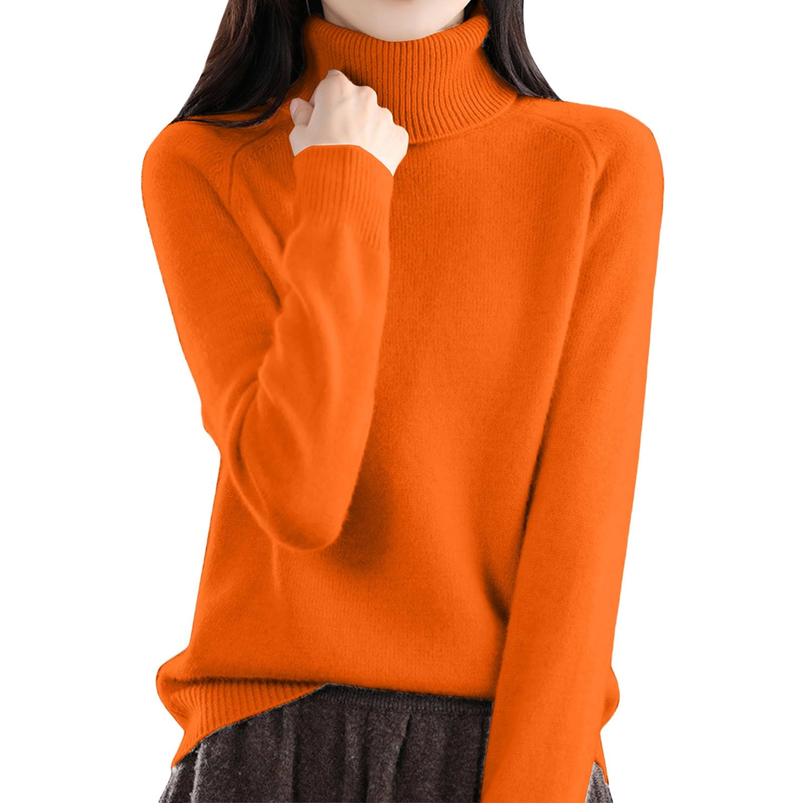 Cashmere Sweaters for Women Turtleneck Long Sleeve Knitted Pullover Warm Vintage Wool Sweater Winter Tops Going Out