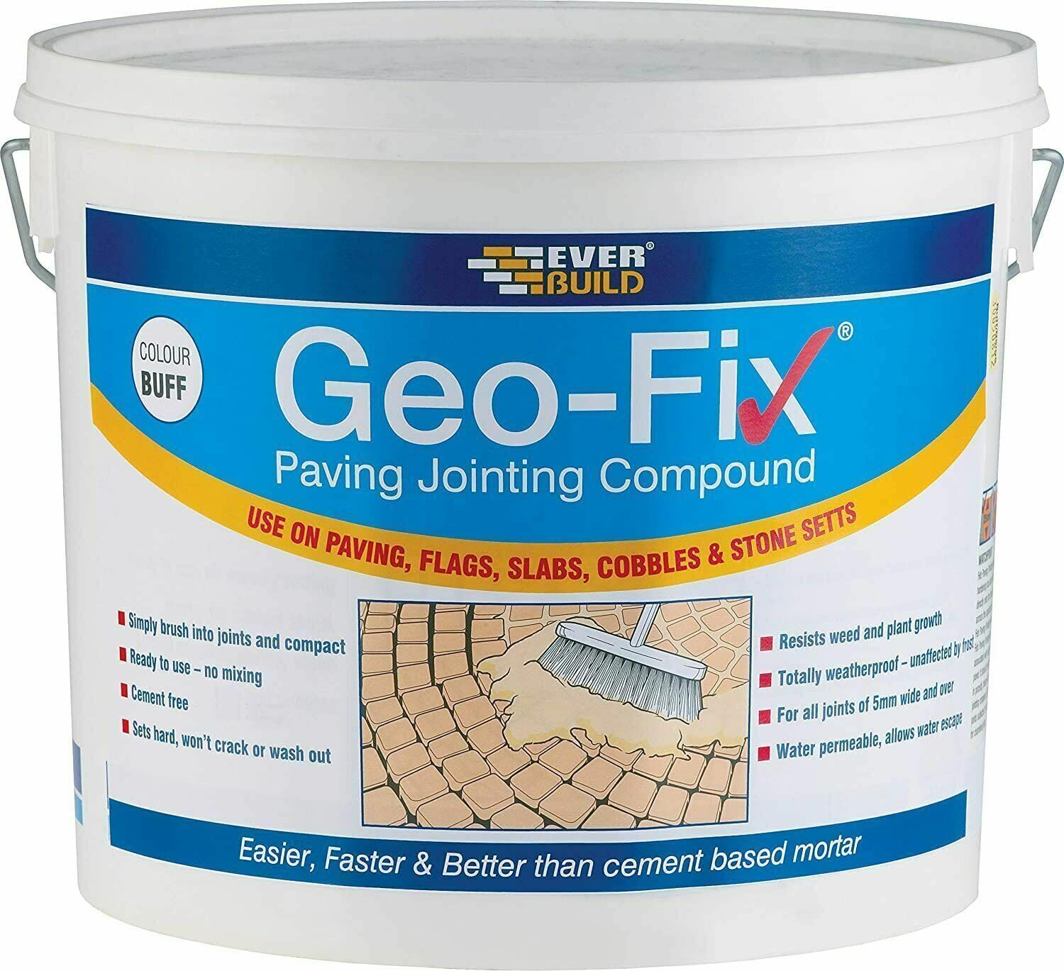 Bond-it GEO-FIX 14kg All Weather Paving Patio Jointing Compound Mortar Permament Joint Filler Pointing EADY MIXED Sealed For Dry and Wet Conditions with Hydrophobic Characteristics (Buff, 14kg)