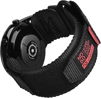 Nereides 22mm Nylon Watch Band Compatible with Garmin Vivoactive 4/ Forerunner 255 265 570/ Venu 4 3 2, Compatible with Amazfit GTR 4 3 2/ Bip 6 5, Compatible with Samsung Galaxy Watch 3 45mm/ Gear S3 Frontier/Classic Black,L